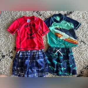 18 month toddler swimsuit boy swim shorts and shirts shark and captain